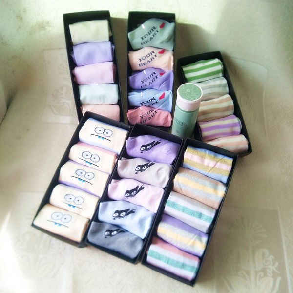 

lady xia boxed boat cartoon candy boat cotton socks color breathable sweat-absorbing versatile cotton socks, Pink;yellow