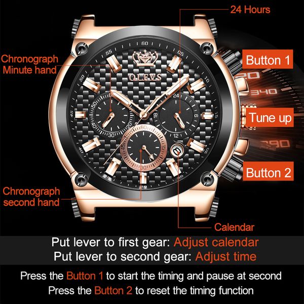 

ole vs brand watch, anniversary gifts for husband large dial can be timed waterproof luminous men's watch water resistant, Slivery;brown