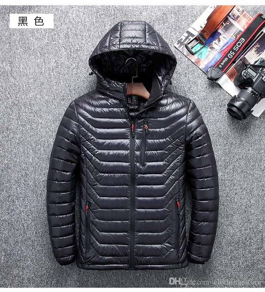 

марка классический ультралайт пуховик случайные дикие куртки удобные легкие куртки с капюшоном тенденции моды парка спорта на открытом возду, Black