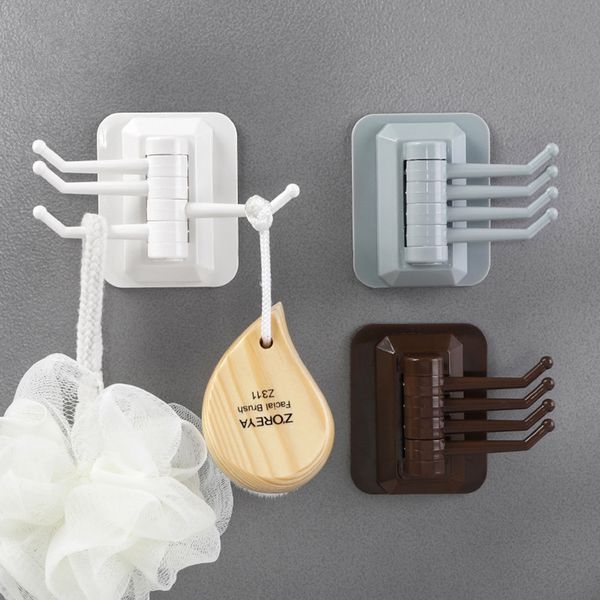 

4 in 1 load bearing 3kg seamless adhesive hook wall hooks hanger for kitchen bathroom rotatable strong stick wall hanger#25