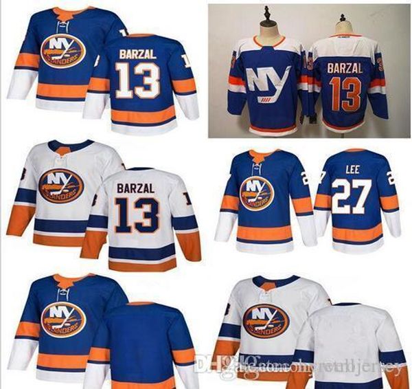 

2019 new york islanders third blue 13 mathew barzal 27 anders lee denis potvin hockey jerseys, Black