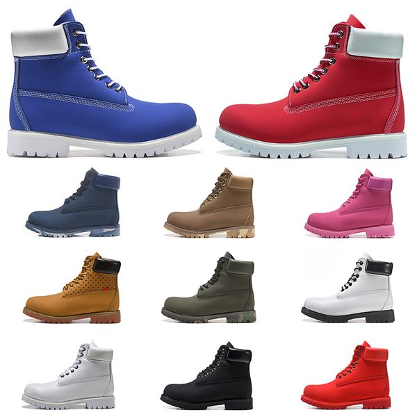 

men women luxury designer ankle boots triple black white wheat navy blue fashion mens martin boot outddoor shoes jogging walking