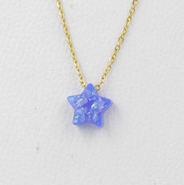 Natural Opal Star Anhänger Halskette für Frauen eleganter Schmuck Harz Ozean Blue Sterne Hochzeit Halsketten