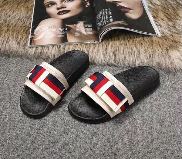 

rubber slide sandal floral brocade men slipper gear bottoms flip flops women striped beach causal slipper us6-12 023, Black