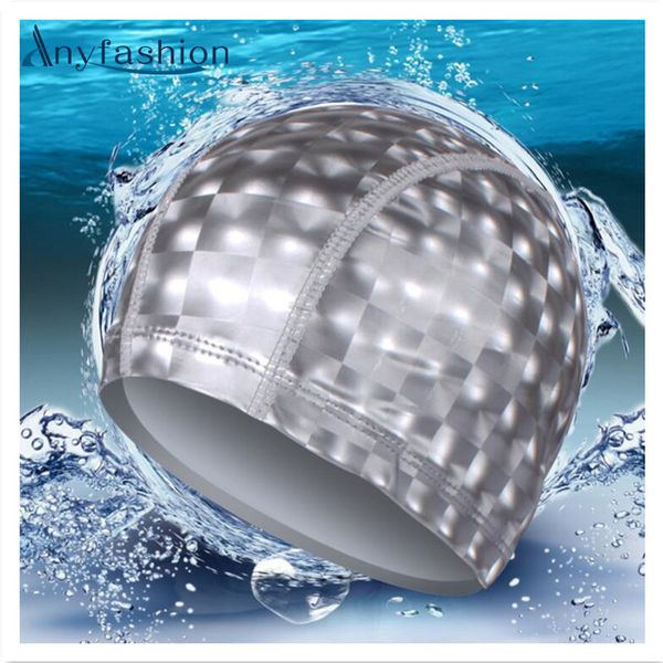 

new elastic waterproof pu fabric protect ears long hair sports swim pool hat swimming cap size for men & women adults