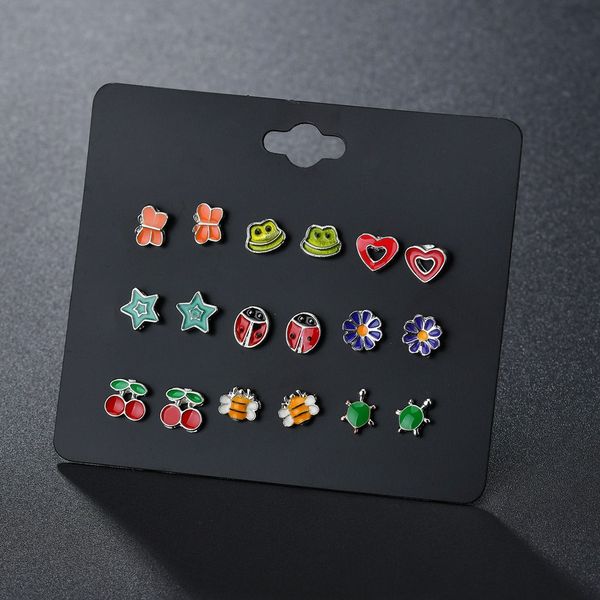 

fashion women's accessories 9 pairs / set of korean style combination earrings simple personality jewelry, Golden;silver