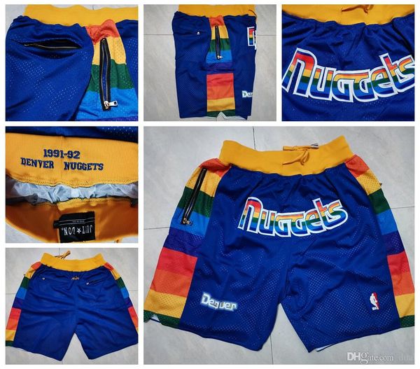 

mens denver nuggets 15 jokic 27 murray 15 anthony just don stitched vintage breathable pocket nba pants sweatpants classic shorts, Black