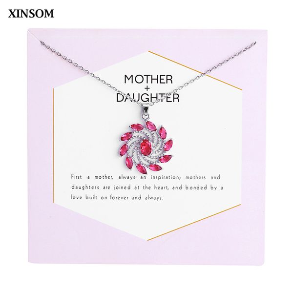 

ювелирные изделия xinsom мода желания карты ожерелье роза красный зеленый cz цветок подвеска сделать люкс желания ожерелье подарок для матер, Silver