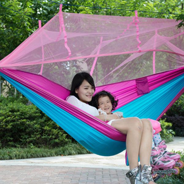 

outdoor portable single-person mosquito net hammock hanging bed for travel camping swing chair storage bag insect screen hangmat