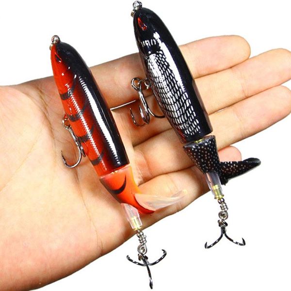 

gobygo 1pcs 13g/10cm with propeller ater fishing lure artificial bait hard plopper soft rotating tail fishing tackle geer xtfwl