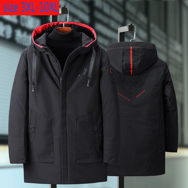 

new arrival extra large padded jacket men long style young casual hooded thick winter coat men plus size 3xl6xl 7xl 8xl 9xl 10xl, Black