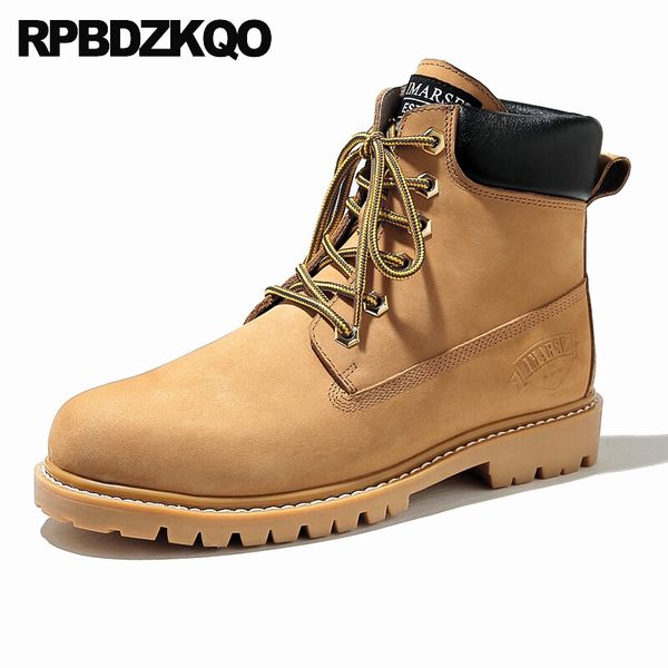 

work faux fur winter men boots with flat comfortable lace up black shoes genuine leather ankle safety booties yellow full grain