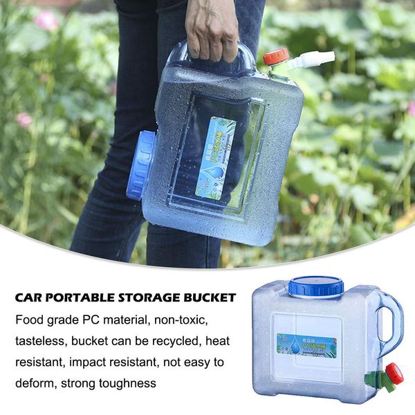

5/8l car portable handheld water container pc outdoor self-driving tour with faucet camping square barrel plastic storage bucket
