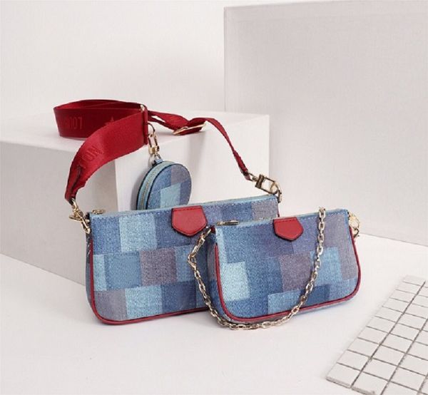 

3 pieces/set favorite multi pochette accessories handbag purse genuine leather l flower shoulder crossbody bag ladies purses