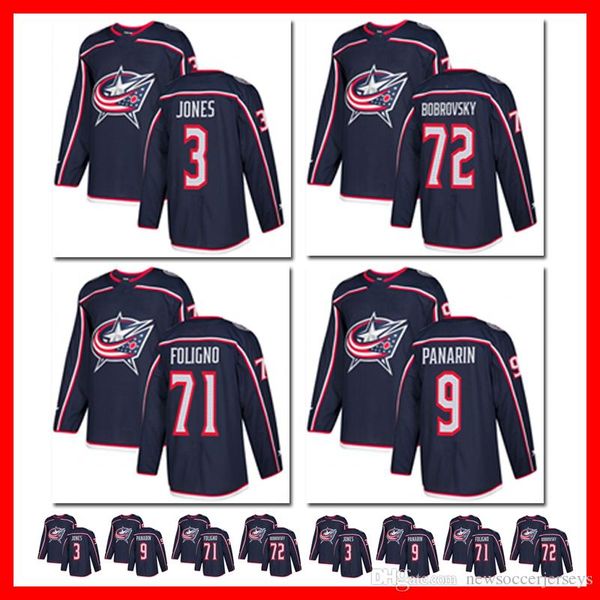 

9 Artemi Panarin 2019 Columbus Blue Jackets jerseys Men 72 Sergei Bobrovsky 71 Nick Foligno 3 Seth Jones Hockey Jersey