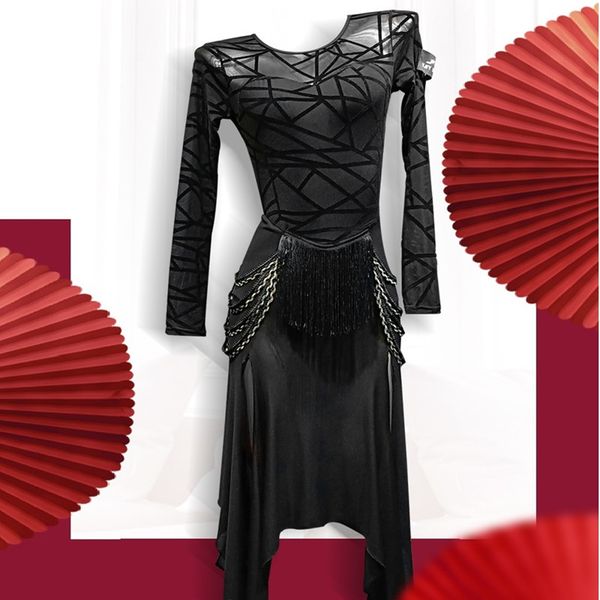 

latin dance competition costumes latin style dress salsa clothes cha cha dance dress women wear modern black, Black;red