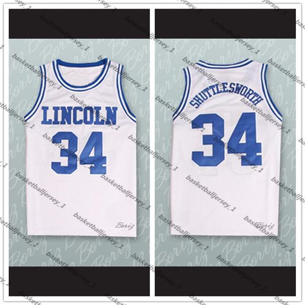

custom made jesus shuttlesworth 34 blue lincoln high school basketball jersey he got game -2 man youth size s-5xl any name number, Black;red