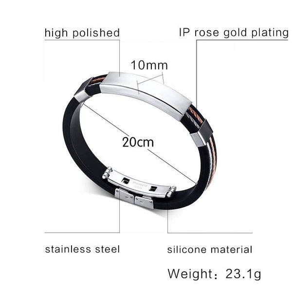 

fxm stainless steel bangle manbracelet arrival ip black leather most popular bracelet man single steel material 20cm length, White