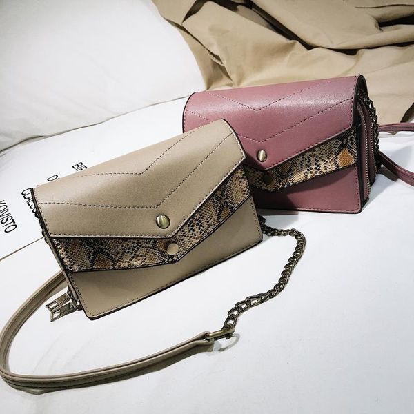 

snake stitching small square bag female new fashion personality chain casual wild shoulder messenger bag