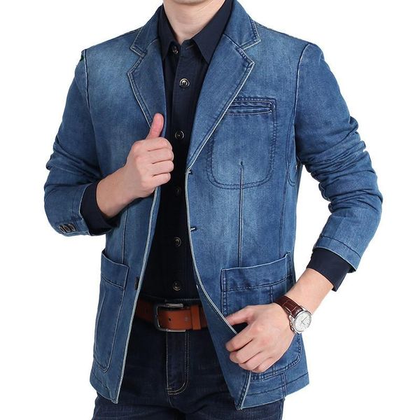 

brand denim jacket men cotton casual slim fit autumn winter mens jeans jackets hombre jaqueta masculina plus size m-4xl, Black;brown
