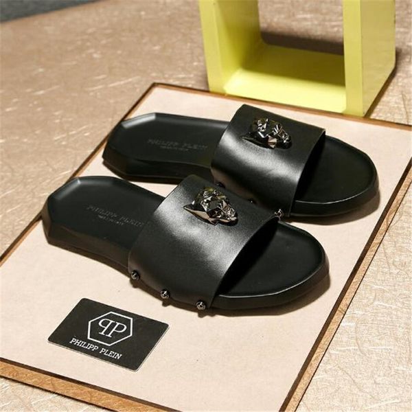 

Новые ПП Тапочки Заклепки Прилив Лето Любителей Тапочки Мода 2 Цвета Обувь мужска