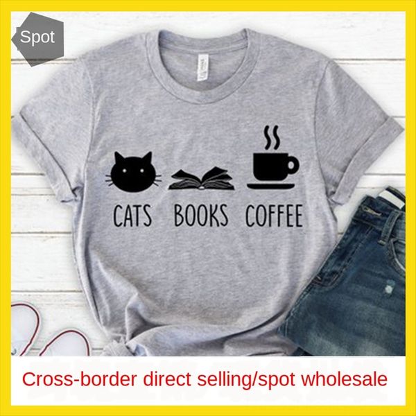 

cats books coffeet simple short sleeve cats books coffeet shirt shirt simple short sleeve, White