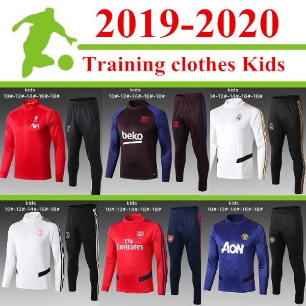 

19-20 kids real madrid juventu marseille bayern ac milan feyenoord training1920 football soccer tracksuit training suit, Black