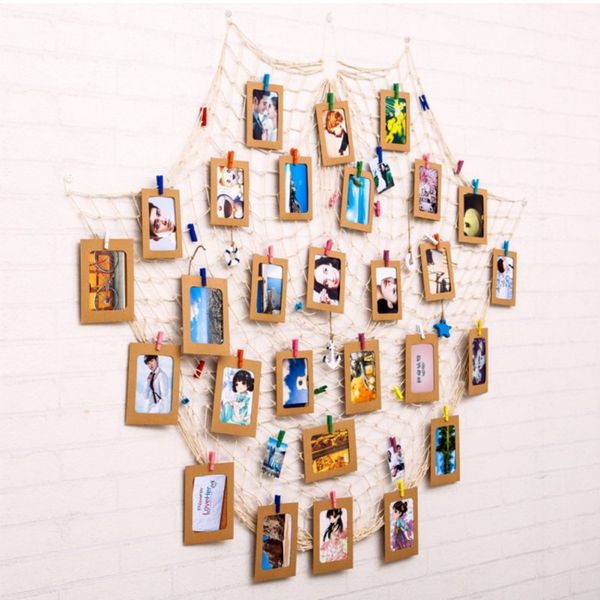 

diy hanging p display frame fishing net design picture p display with clips and rope wall decor props