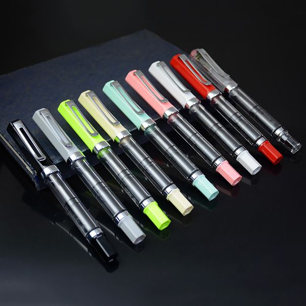 

1pc plastic transparent visible fountain pen extra fine 0.38mm student practice handwriting ink pens school office supplies