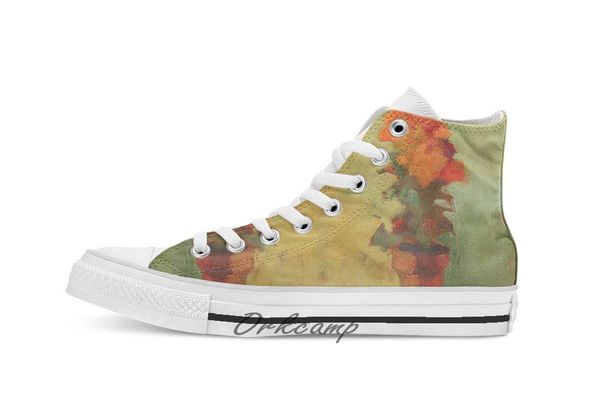 

summer marigold custom casual high lace-up canvas shoes sneakers drop shipping