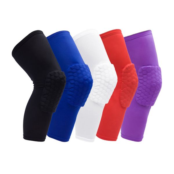 

honeycomb knee climbing basketball knee pads professional outdoor sports protectors long pads, Black;gray