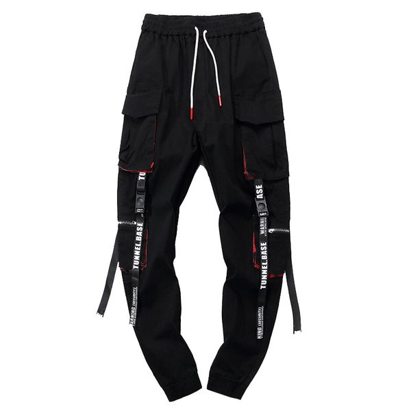 

mens cargo pants casual street wear style multi pocket long pants male casual pants asian m-4xl, Black