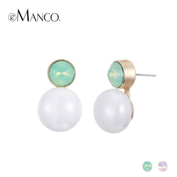 

emanco оптовая продажа очаровательный модный минималистский пирсинг серьги стержня для женщин смолы бусины greenpink кристалл серьги ювелирн, Golden