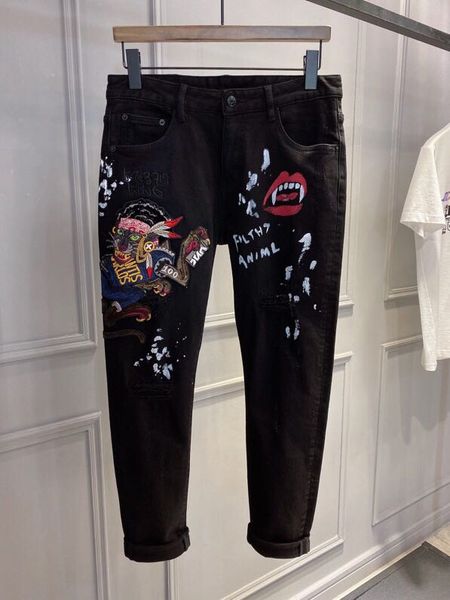 

wd1109 fashion men's jeans 2019 runway european design party style men's clothing, Blue