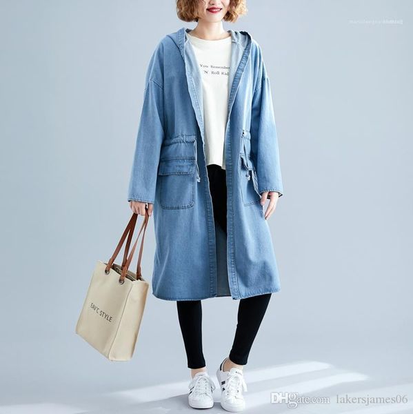 

breasted jean hooded coats females clothing womens vintage designer jean trench coats fashion big pockets elastic waist single, Tan;black