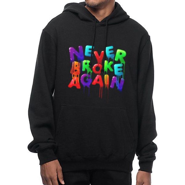 

autumn men letter print hoodies letters never broke again hooded sweatshirts long sleeve pullovers for males, Black