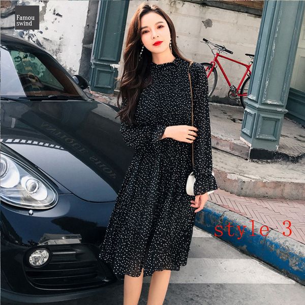 

женщины весна платья слой шифон плед осень платье урожай печать элегантная длинный рукав сыпучая повседневный дизайнер одежда офис lady женс, Black;gray