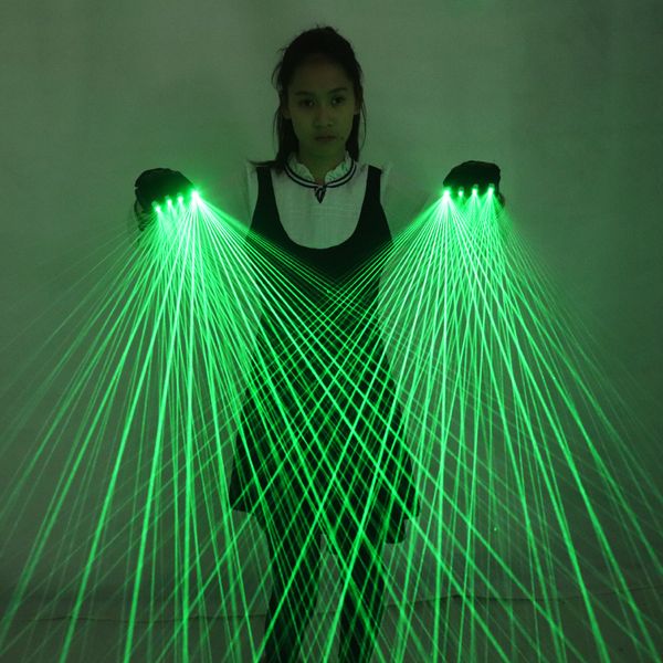 

2 in 1 Multi-line Green Laser Gloves With 4pcs 532nm 80mW Laser LED Stage Gloves For LED luminous Costumes Show