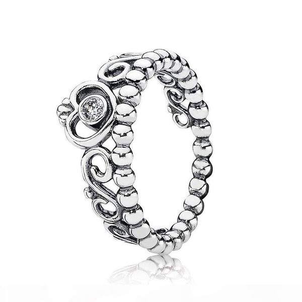 

100% 925 sterling silver princess tiara кольцо с clear fit cz pandora шарм бисера ювелирных изделий стиль
