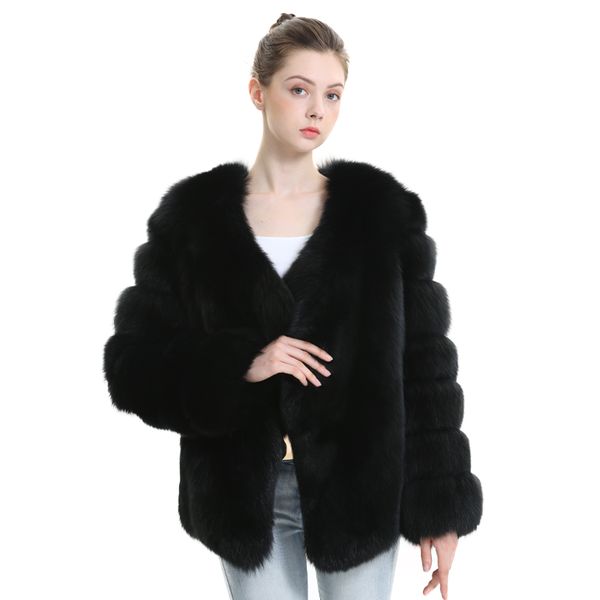 

real fur coat women natural fur winter coat warm fashion genuine coats, Black
