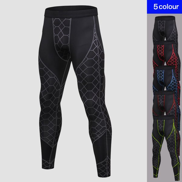 

new autumn running tights men jogging sport leggings gym fitness compression pants elastic athletics quick-dry sports underwear, Black;blue