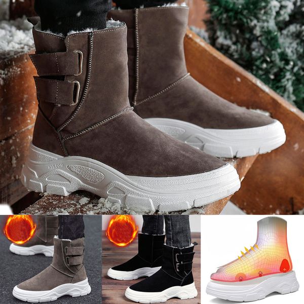 

men's high-casual boots wild thick-soled plus velvet snow shoes, Black
