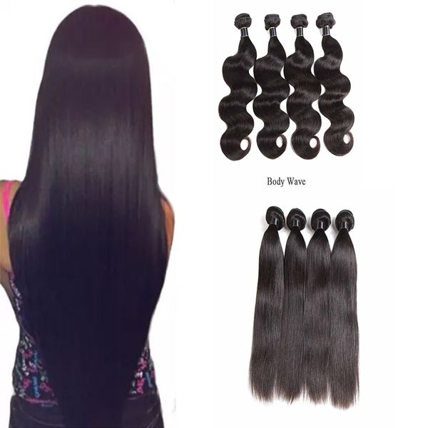 

brazilian human remy hair straight body deep water wave hair weaves hair extensions natural color 50g/bundle double wefts ing, Black