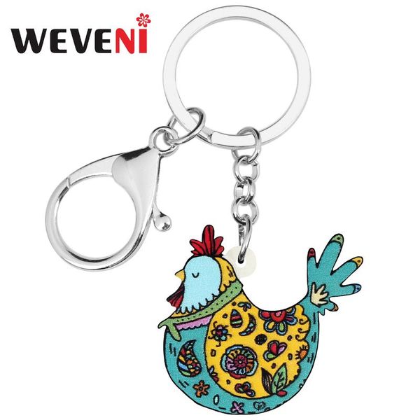 

weveni акриловые цветочные петух курица петух брелки печать сельскохозяйственных животных брелок ювелирные изделия для женщин девушки мужчин, Silver