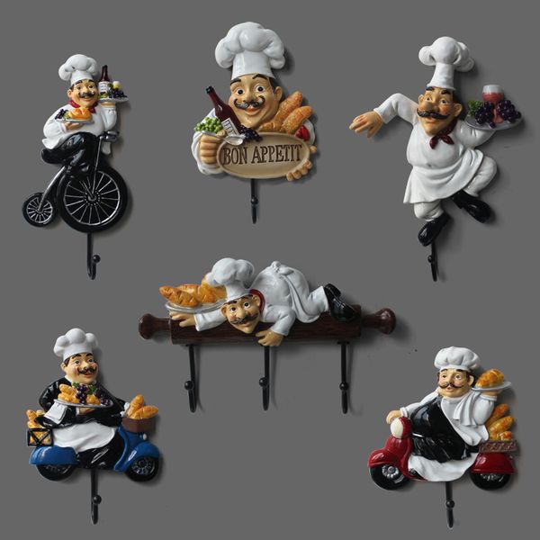 2019 Chef Figurine Wall Hook Resin Craft For Living Room Kitchen
