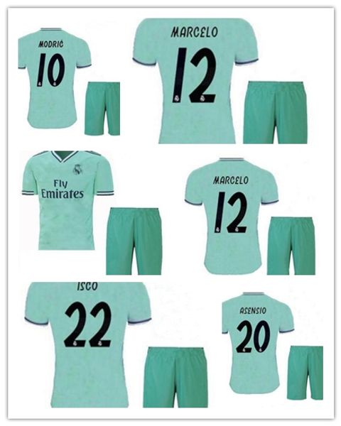 

2019 2020 New Real Madrid Kids Kit Футбольные майки 19 \ 20 White Away 3-й 4-й Мальчик Детский Молодежный М