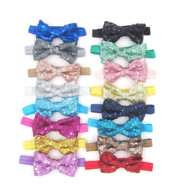 

infant baby girls solid color bowknot headbands toddler stretchy hairbands children's princess fashion party hair accessories, Slivery;white