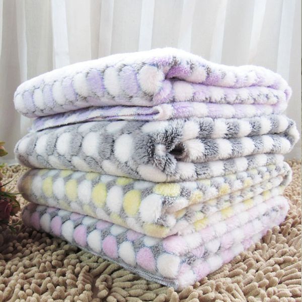 

high soft coral fleece pets blanket breathable dot print warm cushion blankets uej