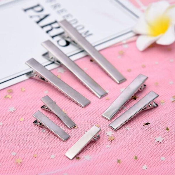 

50pcs diy barrette teeth hair clips utility flat single prong alligator clips 3.2cm/4.1cm/5.5cm/6.5cm, Golden;silver