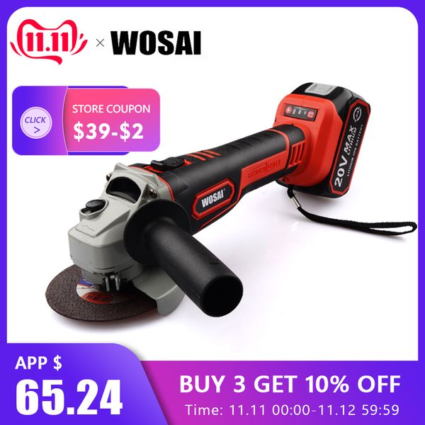 

wosai brushless angle grinder 20v lithium-ion grinding machine cordless electric grinder polishing cutting power tools